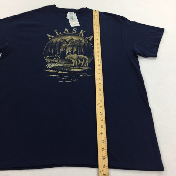 Vintage NOS Alaska Nature Short Sleeve T-Shirt XL Blue Yellow Bear Deadstock Y2K - Picture 7 of 7